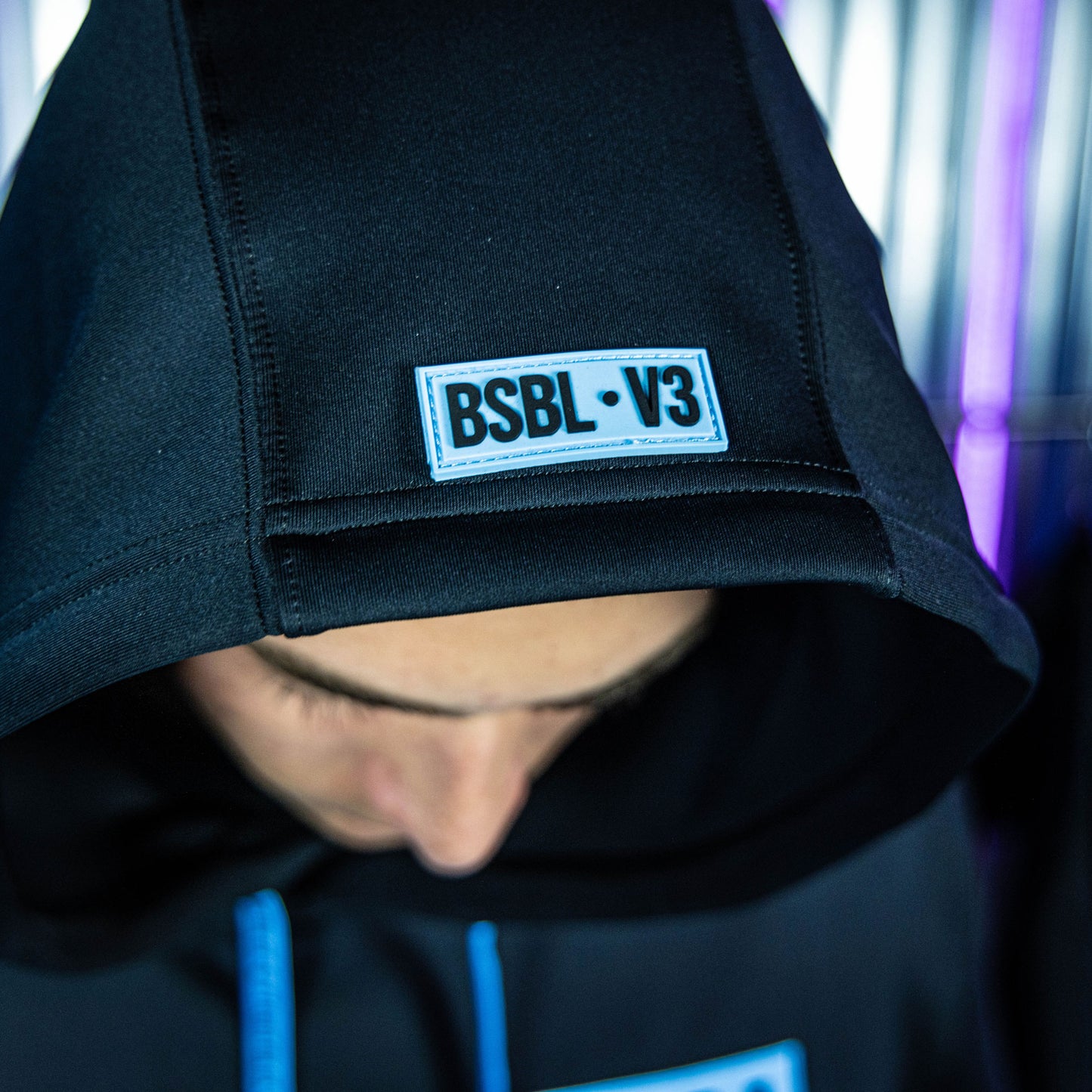 BSBL-SZN Youth Short Sleeve Hoodie V3 Black/Light Blue