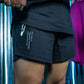 black off field training apparel, black performance shorts