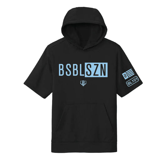 BSBL-SZN Youth Short Sleeve Hoodie V2 Black/Light Blue