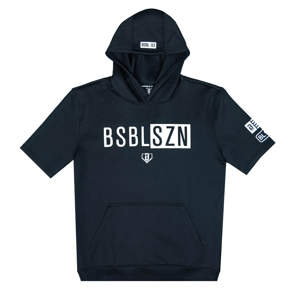 V3 short sleeve hoodie, black short sleeve hoodie