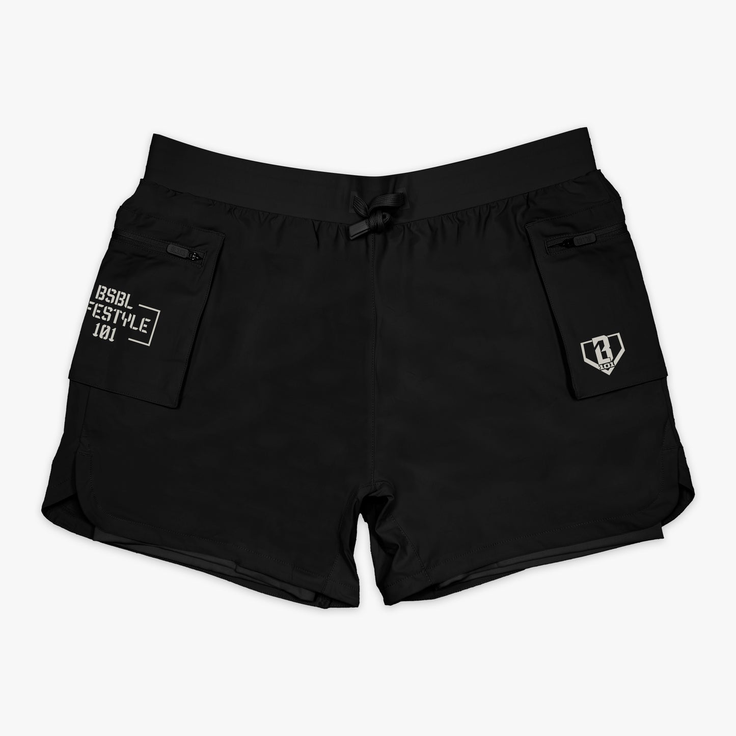 performance athletic black youth cargo shorts.