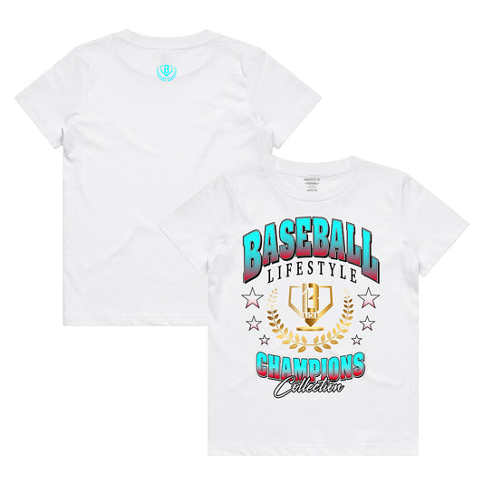 Champions Logo Youth Tee - White