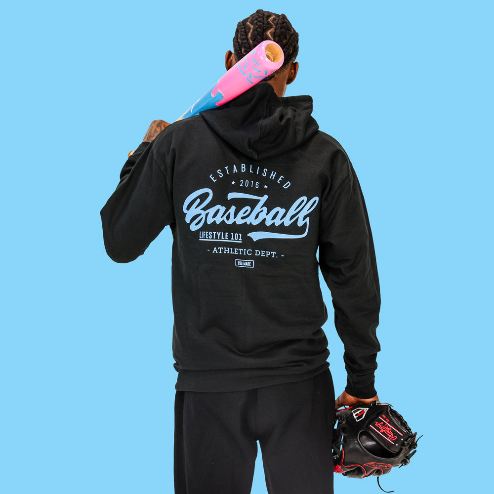 Established Hoodie - Black/Light Blue