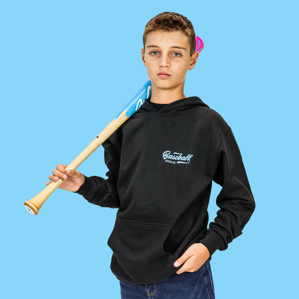 Established Youth Hoodie - Black/Light Blue