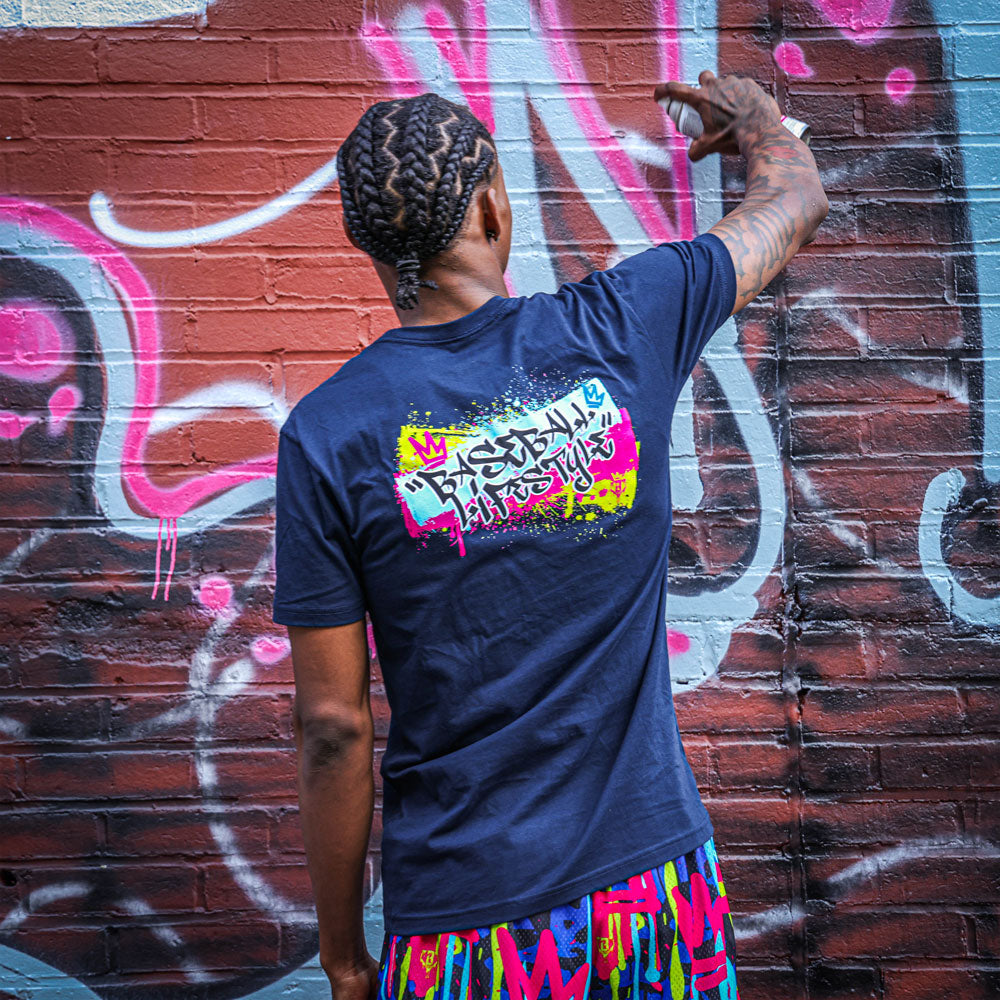 Graffiti Crown Tee - Navy