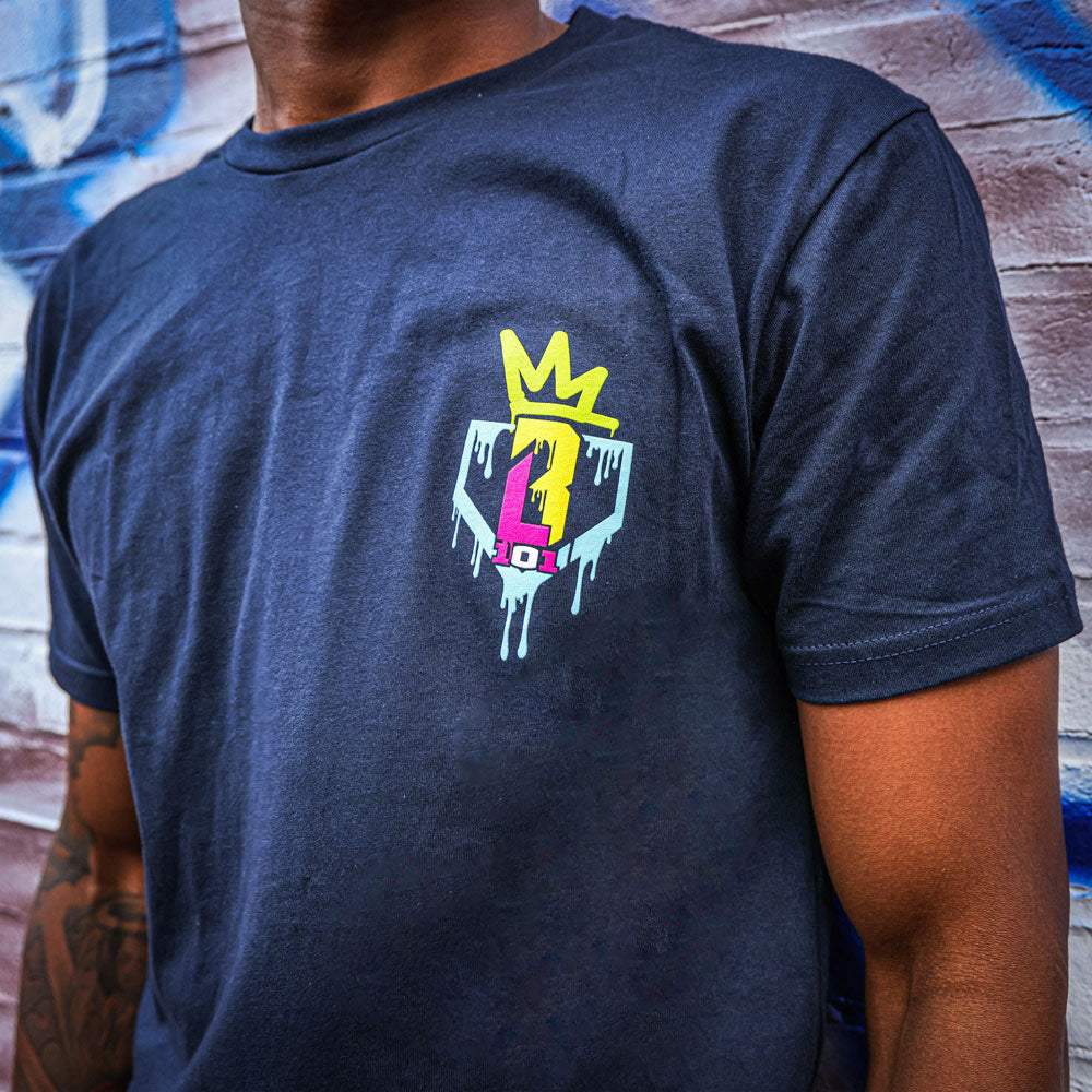 Graffiti Crown Youth Tee- Navy