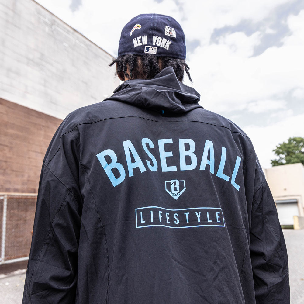 Heritage Premium Youth Windbreaker - Black/Light Blue