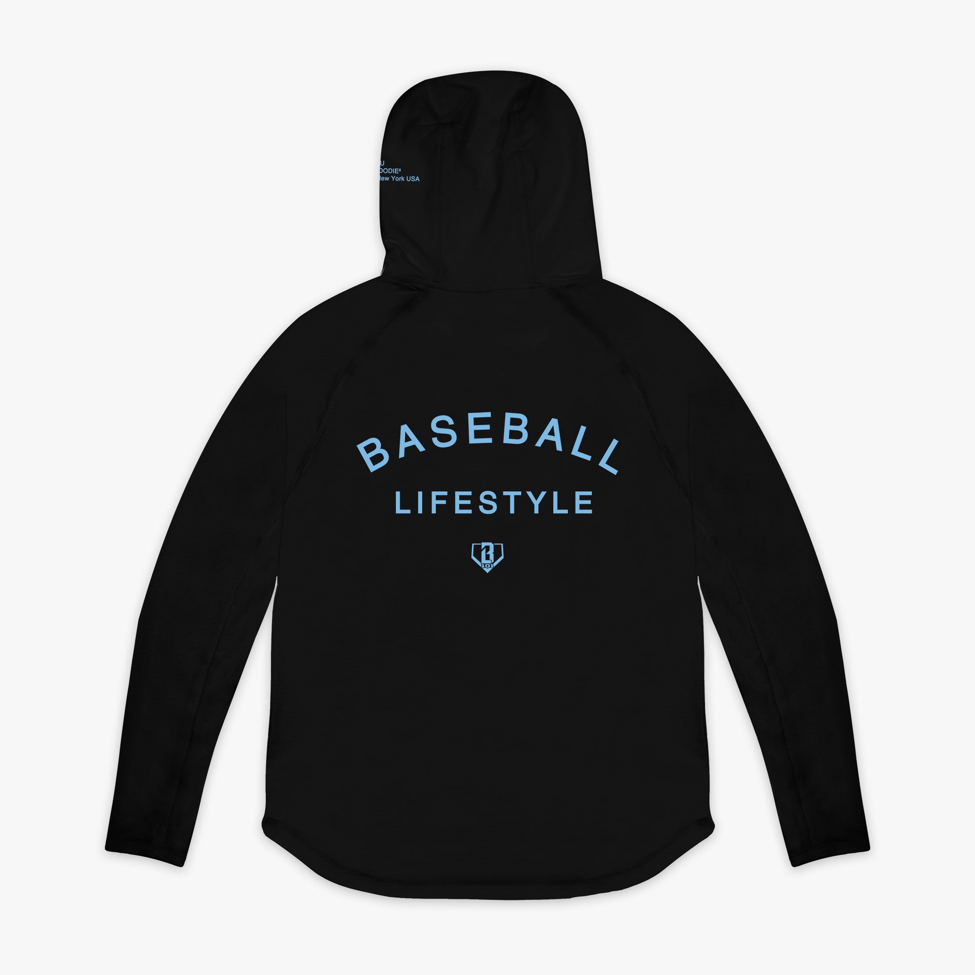 athletic performance hoodie black light blue