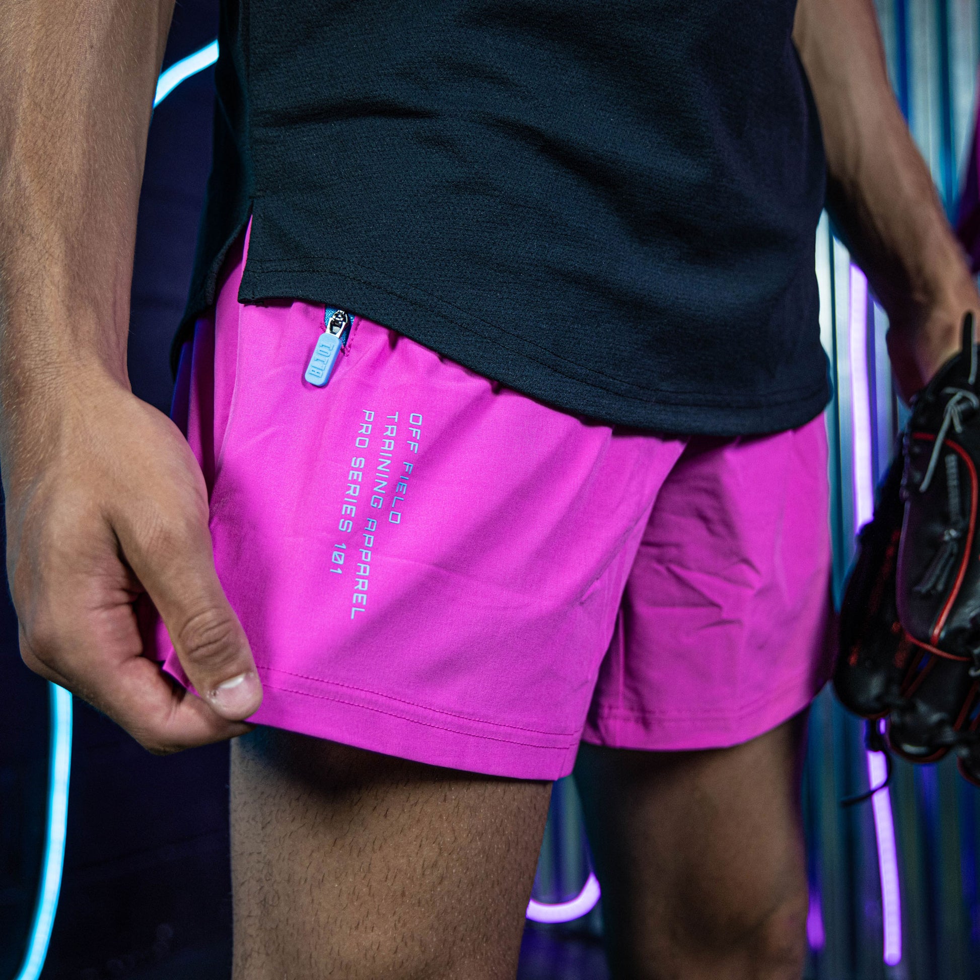 Pink baseball shorts