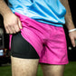 Pink baseball shorts with liner