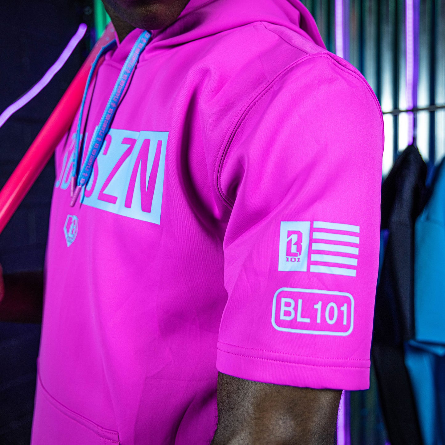 BSBL-SZN Youth Short Sleeve Hoodie V3 - Cotton Candy Pink