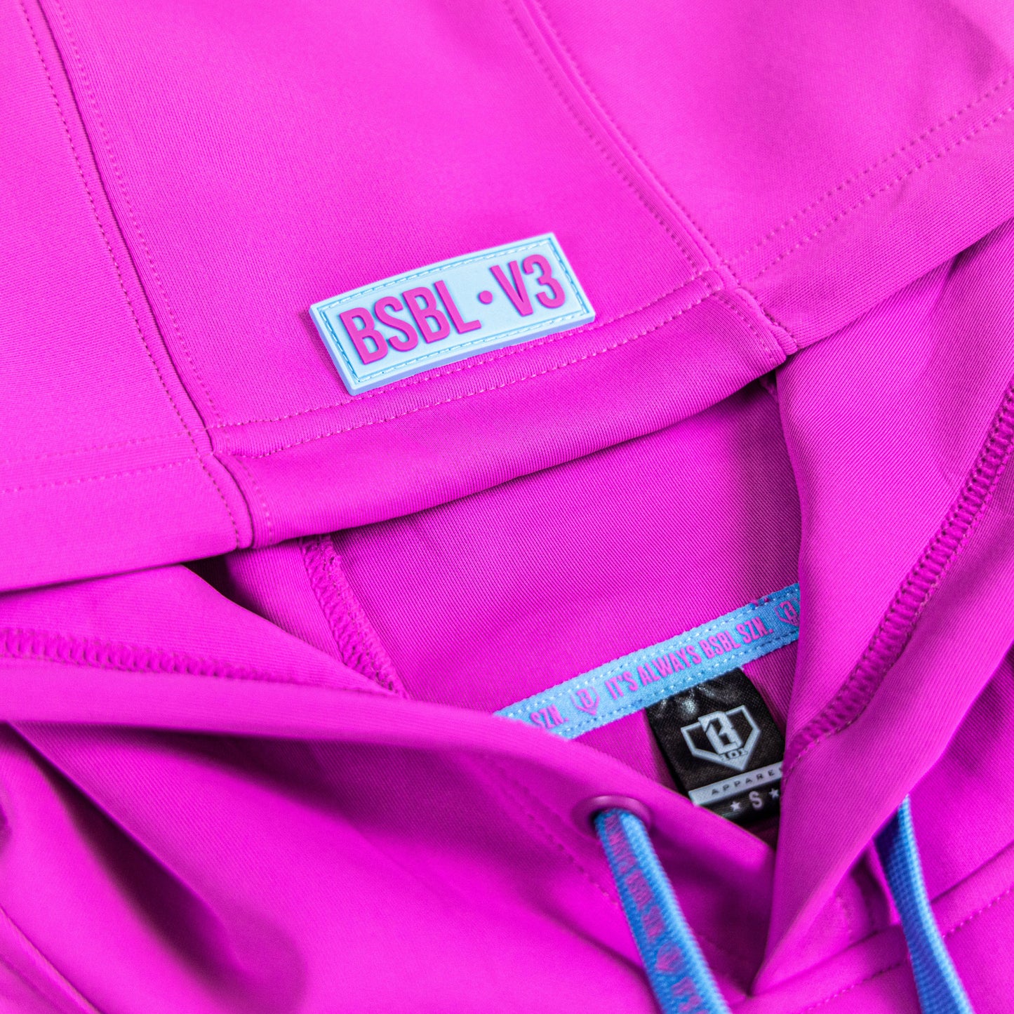 BSBL-SZN Youth Short Sleeve Hoodie V3 - Cotton Candy Pink