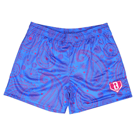 Paisley Youth Shorts - Blue/Pink