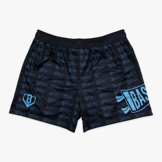 Pennant Youth Shorts - Black/Light Blue