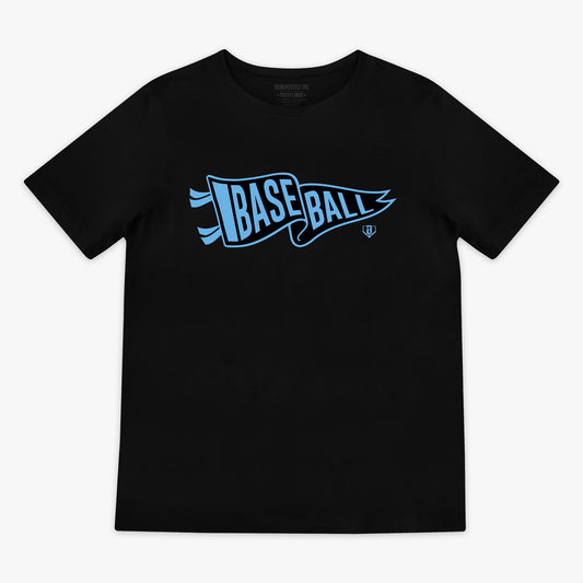 Pennant Youth Tee - Black/Light Blue