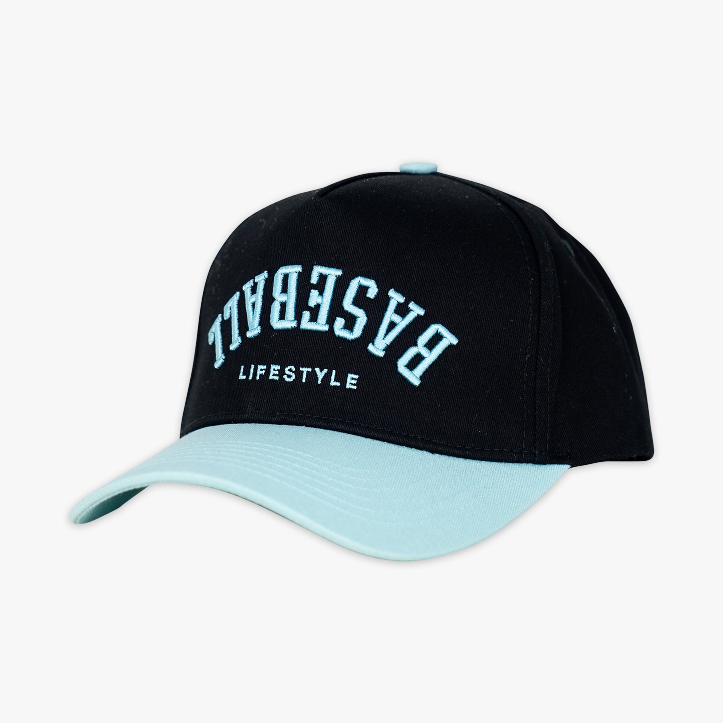 Upside Down Baseball Hat - Black/Light Blue