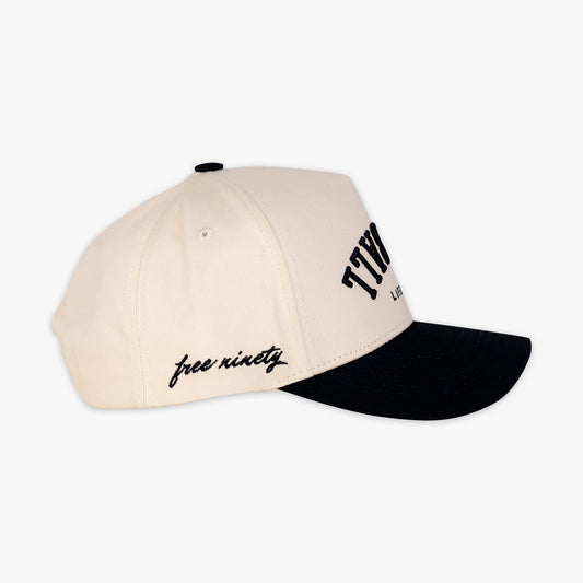 Upside Down Baseball Hat - Cream/Black