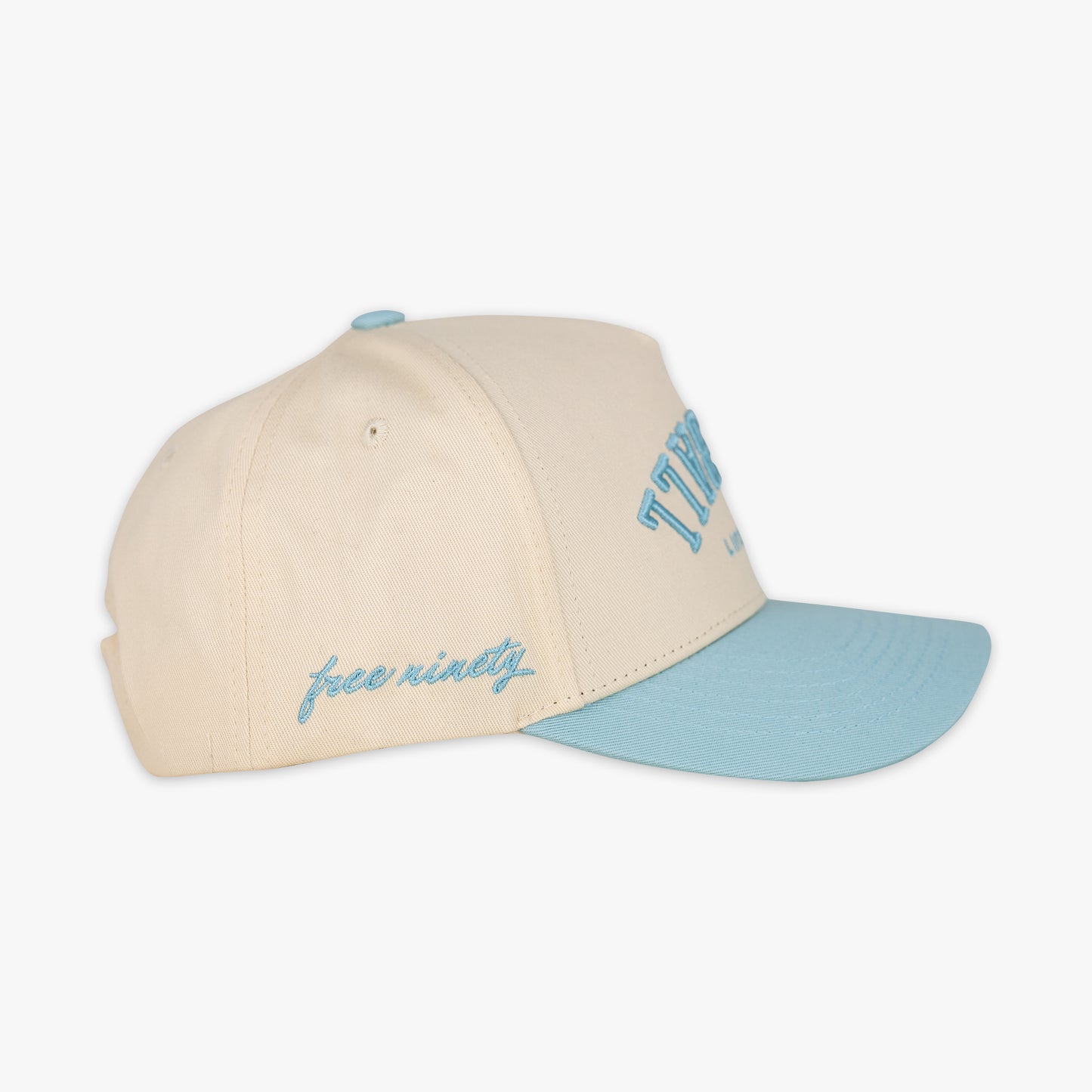 Upside Down Baseball Hat - Cream/Blue