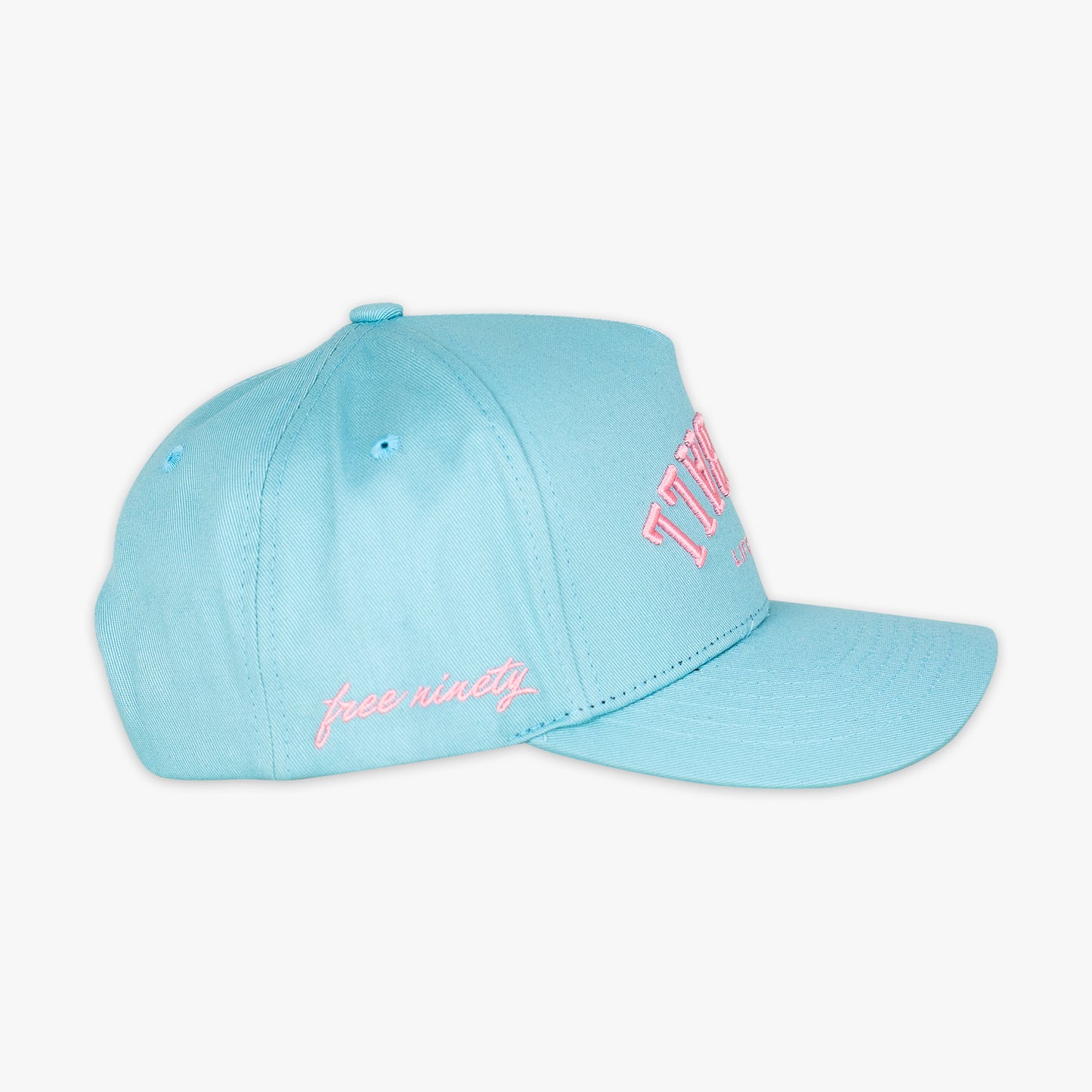 Upside Down Baseball Hat - Light Blue/Pink