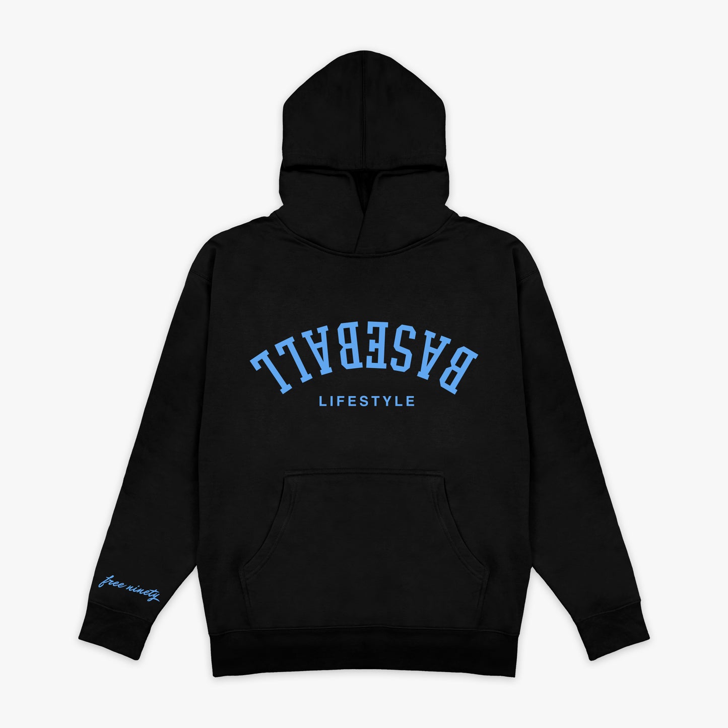 Upside Down Baseball Hoodie - Black/Light Blue