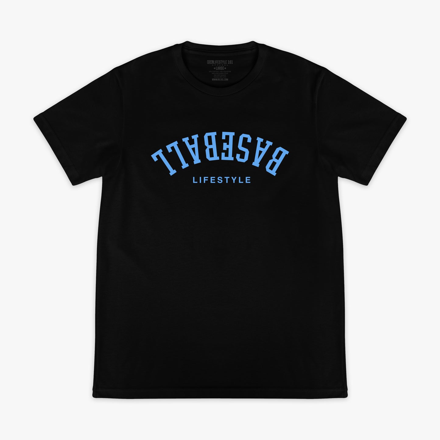 Upside Down Baseball Tee - Black/Light Blue