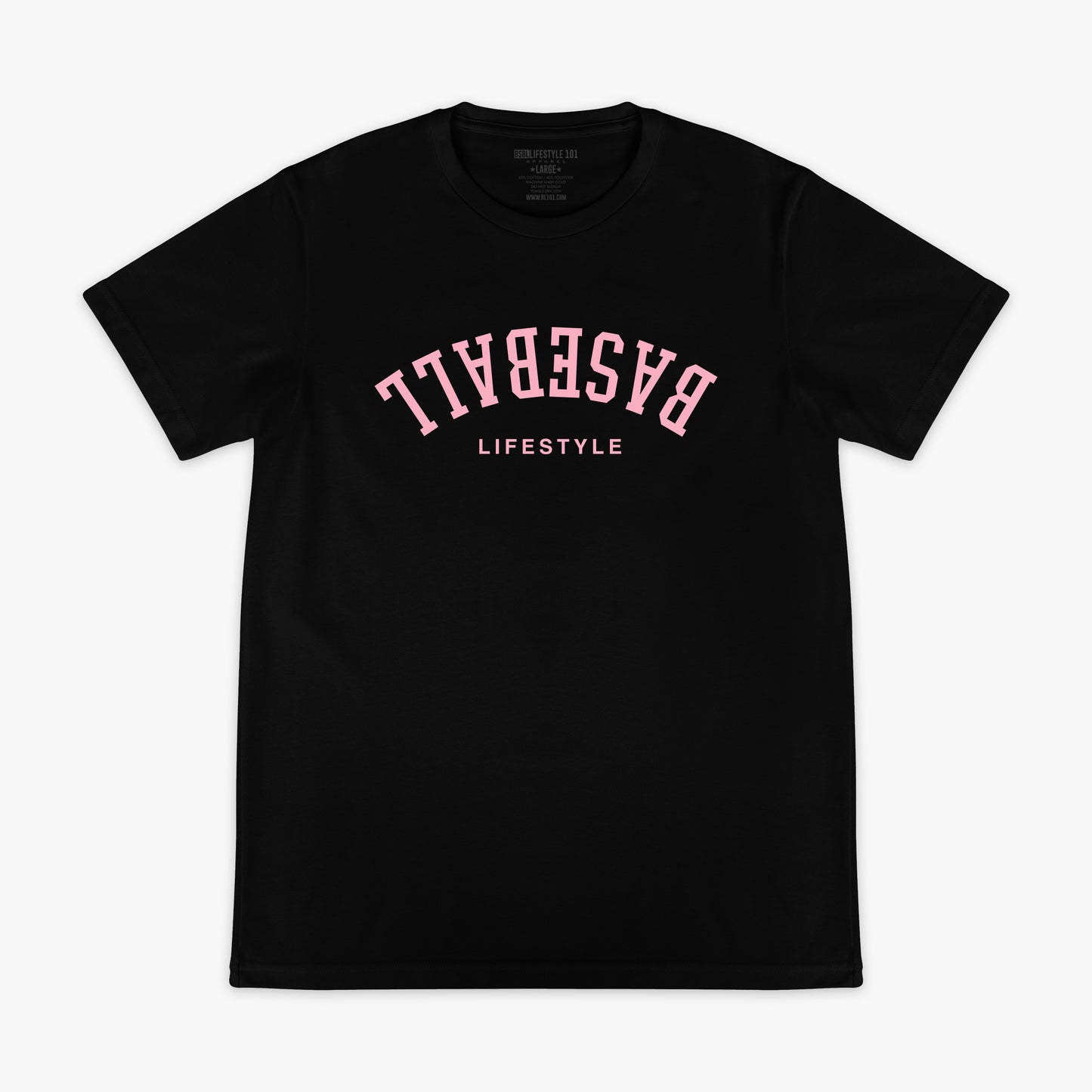 Upside Down Baseball Tee - Black/Pink