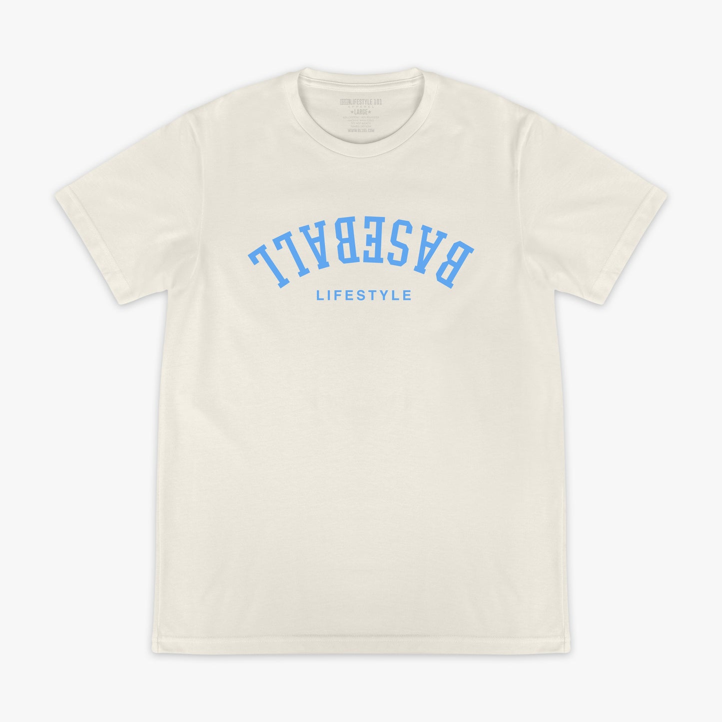 Upside Down Baseball Tee - Cream/Light Blue