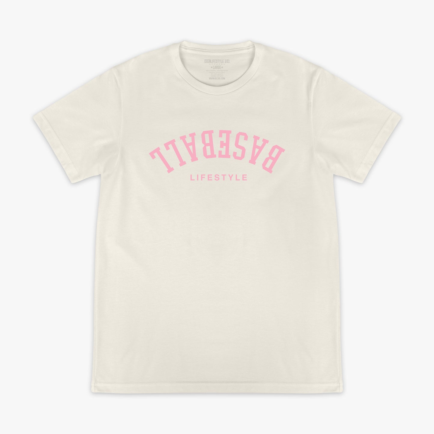 Upside Down Baseball Tee - Cream/Pink