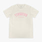 Upside Down Baseball Tee - Cream/Pink