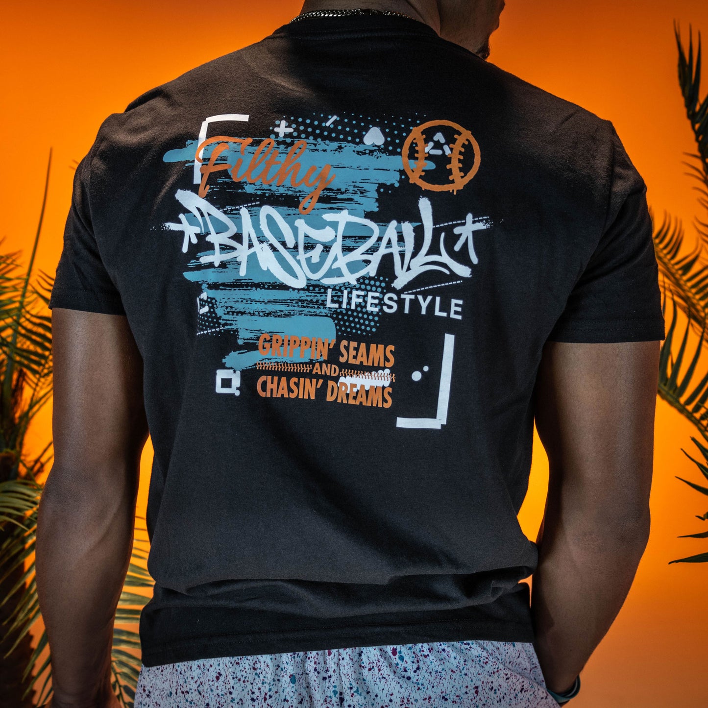 Graffiti Youth Tee - Aqua/Orange